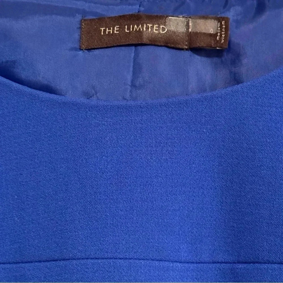 THE LIMITED Solid Blue Crew Neckline Sheath Short Dress Size 4 - Picture 3 of 7